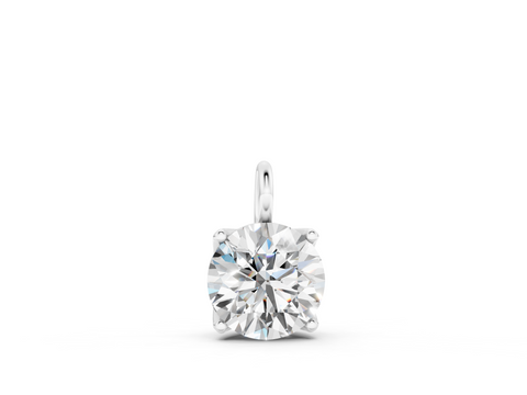 White gold Round Solitaire Pendant with Four-Prong Setting