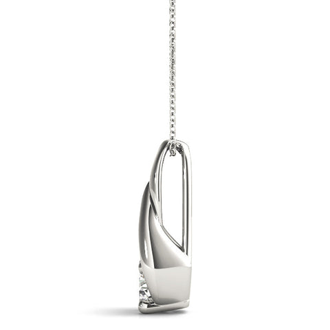 Silver Round Solitaire Prong-Set Diamond Pendant