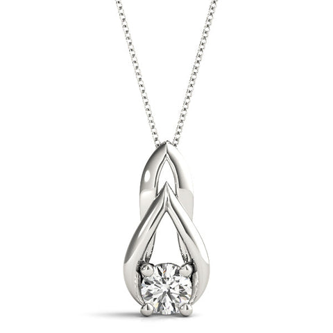 Silver Round Solitaire Prong-Set Diamond Pendant