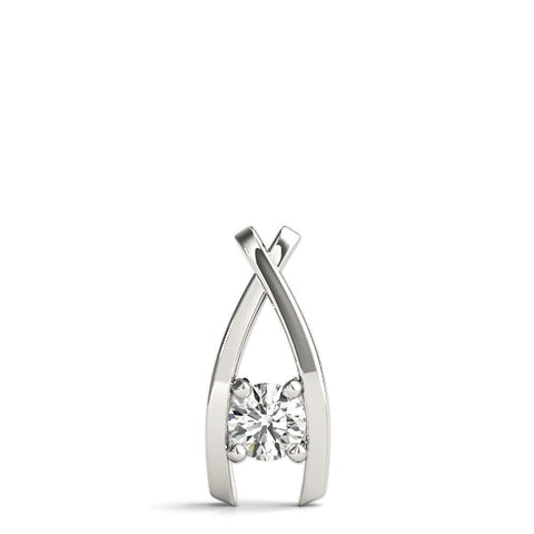 Silver Round Solitaire Prong-Set Pendant
