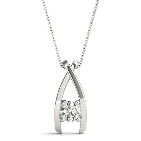 Silver Round Solitaire Prong-Set Pendant