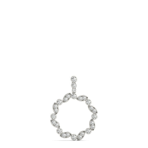 Silver Round and Marquise Diamond Circle Pendant with Bezel and Prong Setting
