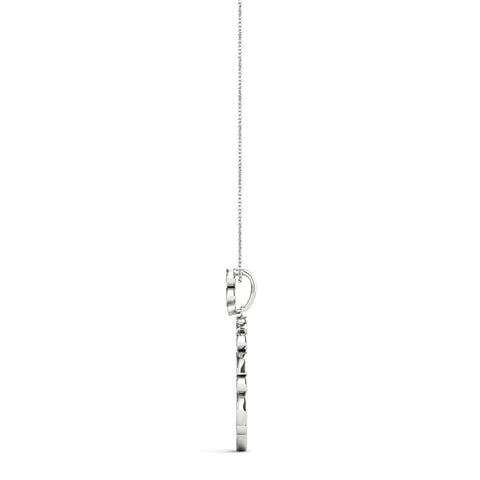 Silver Round and Marquise Diamond Circle Pendant with Bezel and Prong Setting