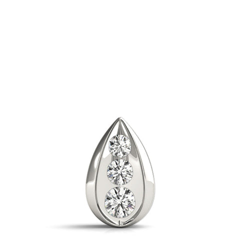Silver Teardrop Bezel-Set Round Diamond Pendant