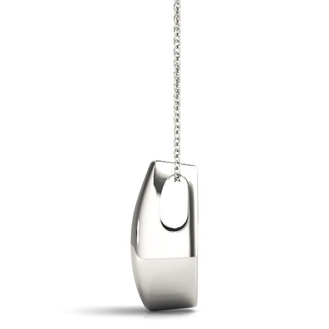 Silver Teardrop Bezel-Set Round Diamond Pendant