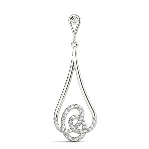 Silver Teardrop Diamond Pavé Pendant with Round Brilliant Cut