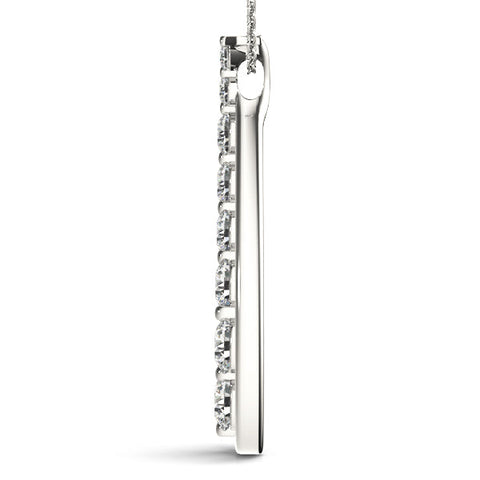 Silver Teardrop Diamond Prong-Set Round Pendant