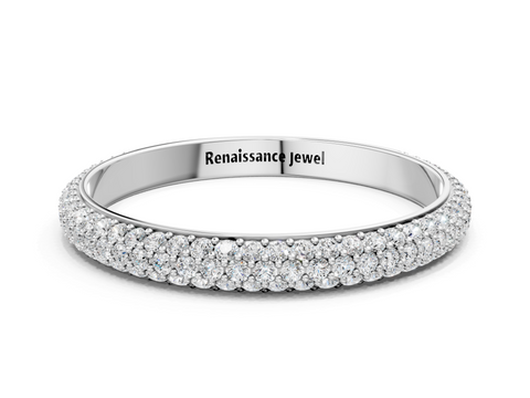 White gold Three-Row Round Diamond Pavé Eternity Band