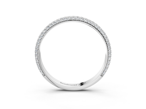 Platinum Three-Row Round Diamond Pavé Eternity Band
