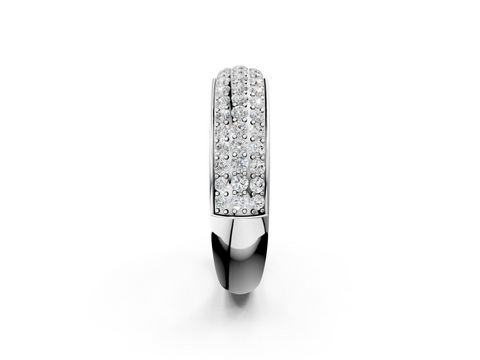 Platinum Three-Row Round Diamond Pave Eternity Band with Shared Prong Setting