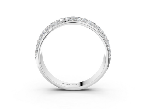 Platinum Three-Row Round Diamond Pave Eternity Band with Shared Prong Setting