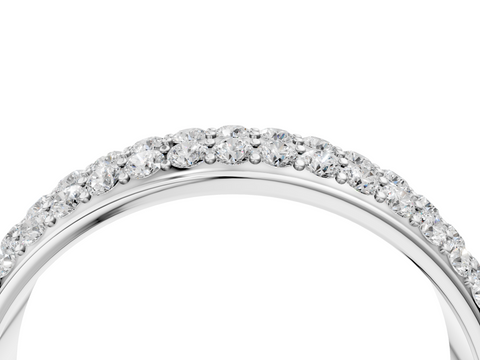 White gold Three-Row Round Diamond Pave Eternity Band with Shared Prong Setting