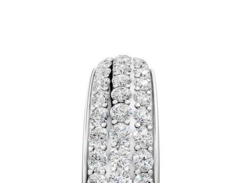 White gold Three-Row Round Diamond Pave Eternity Band with Shared Prong Setting