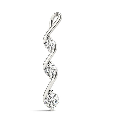 Silver Three-Stone Round Brilliant Prong Set Pendant