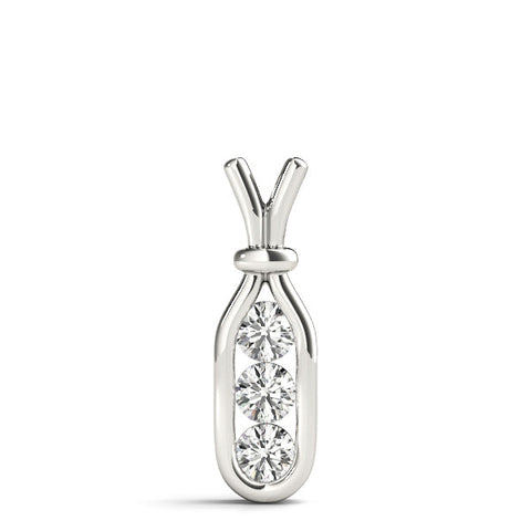 Silver Three-Stone Round Diamond Bezel Pendant