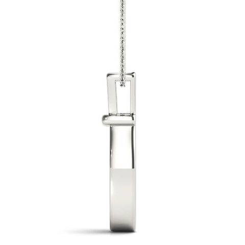 Silver Three-Stone Round Diamond Bezel Pendant