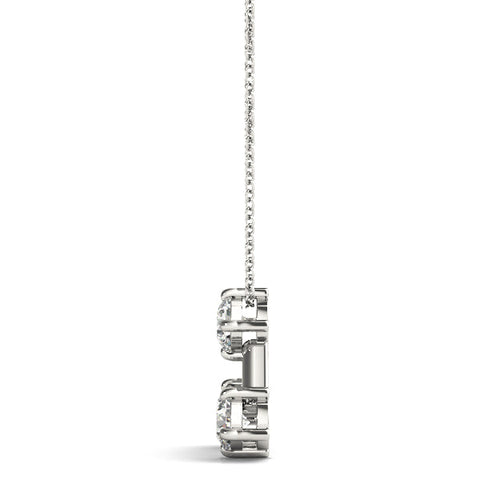 Silver Three-Stone Round Diamond Prong Set Pendant