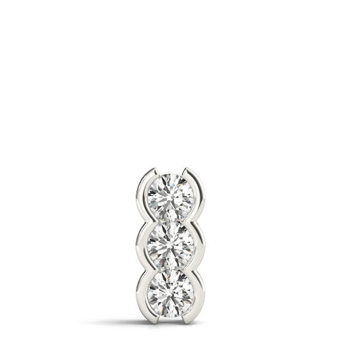 Silver Three Stone Round Diamond Shared Prong Pendant