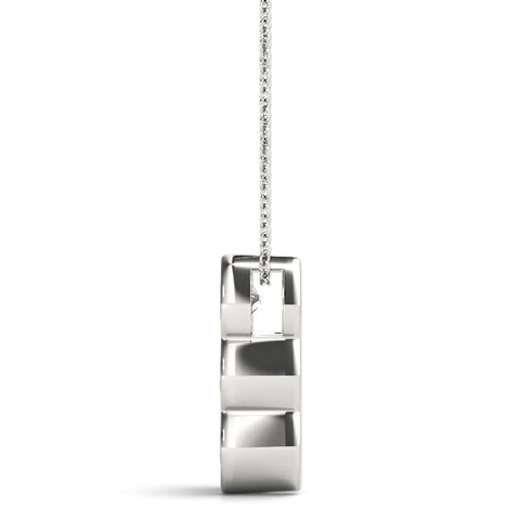 Silver Three Stone Round Diamond Shared Prong Pendant