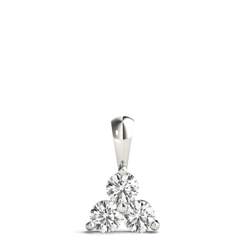 Silver Triangular Cluster Round Diamond Prong Pendant