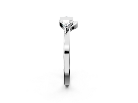 Platinum Trillion Cut Open Band with Bezel Set Diamonds