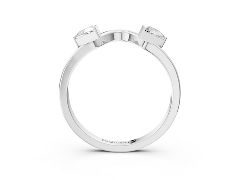 Platinum Trillion Cut Open Band with Bezel Set Diamonds