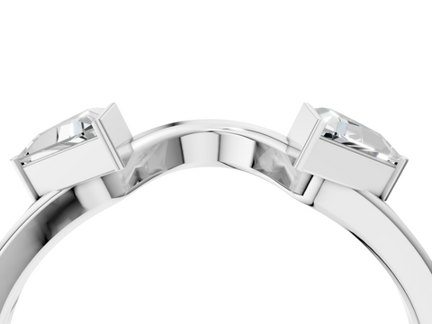 White gold Trillion Cut Open Band with Bezel Set Diamonds