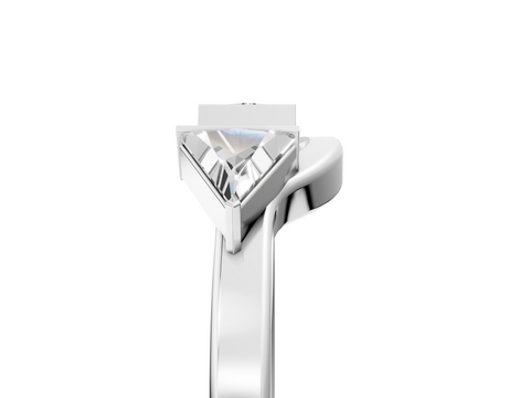 Platinum Trillion Cut Open Band with Bezel Set Diamonds