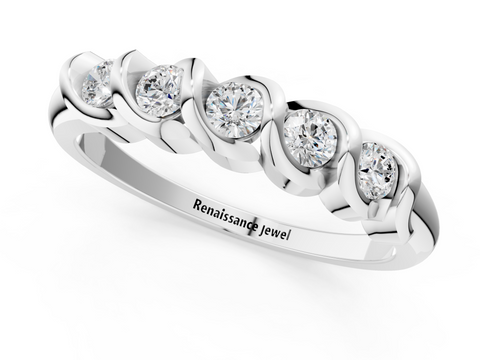 White gold Twist Prong Round Diamond Eternity Band