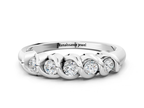 White gold Twist Prong Round Diamond Eternity Band