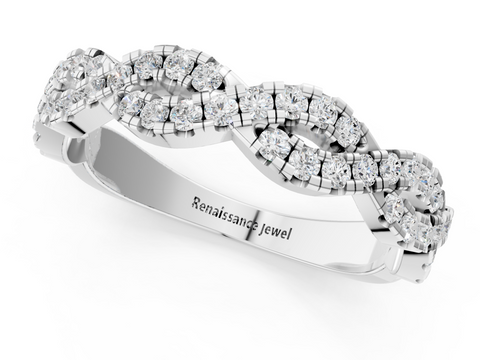 Platinum Twisted Diamond Pavé Round Eternity Band with Shared Prong Setting