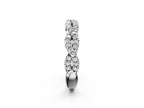 White gold Twisted Diamond Pavé Round Eternity Band with Shared Prong Setting