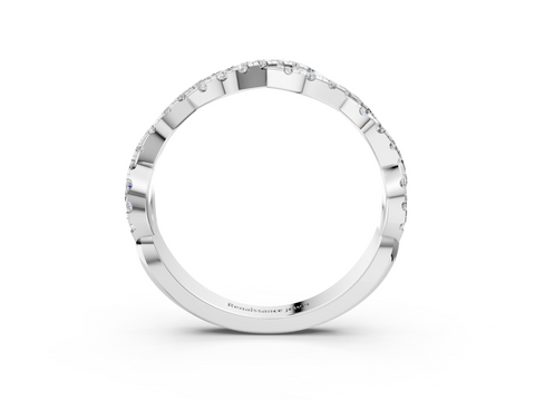 Platinum Twisted Diamond Pavé Round Eternity Band with Shared Prong Setting
