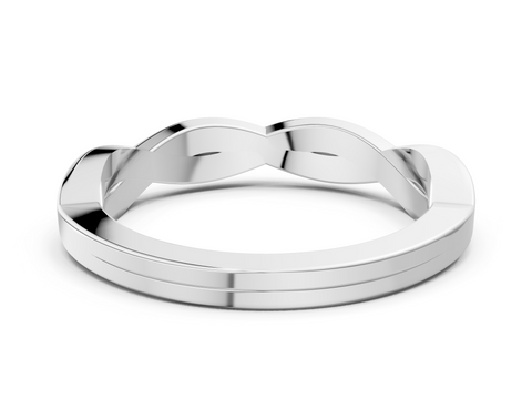 White gold Twisted Infinity Band with Round Stone Setting and Classic Prong