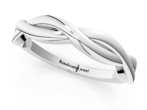 Platinum Twisted Infinity Band with Round Stone Setting and Classic Prong