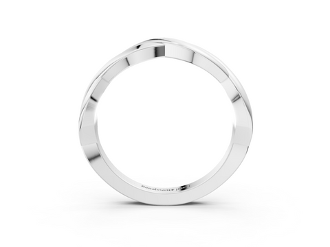 White gold Twisted Infinity Band with Round Stone Setting and Classic Prong