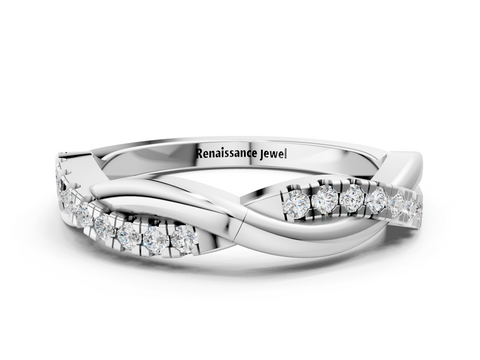Platinum Twisted Pave Round Diamond Infinity Band