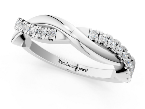 White gold Twisted Pave Round Diamond Infinity Band