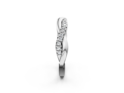 White gold Twisted Pave Round Diamond Infinity Band