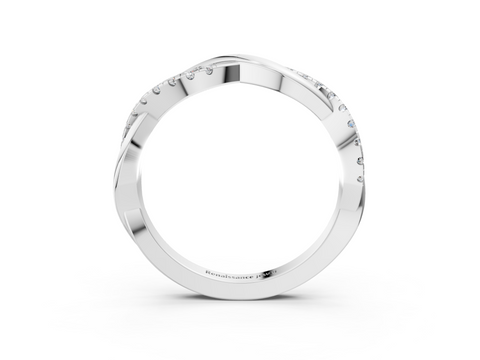 White gold Twisted Pave Round Diamond Infinity Band