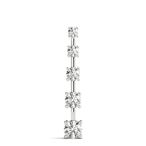 Silver Vertical Bar Pendant with Round Brilliant Diamonds in Prong Setting