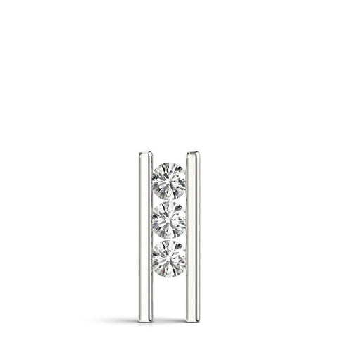 Silver Vertical Channel-Set Round Diamond Bar Pendant