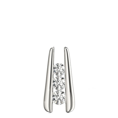 Silver Vertical Channel Set Round Diamond Pendant