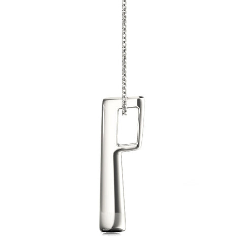 Silver Vertical Channel Set Round Diamond Pendant