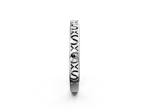 Platinum Vintage Engraved Milgrain Band