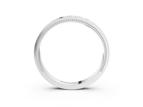 Platinum Vintage Engraved Milgrain Band