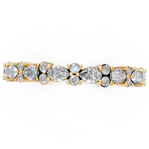 Yellow Gold Pear & Round Diamond Wedding Band