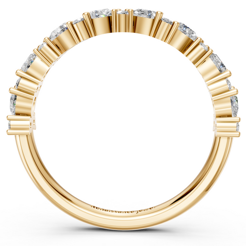 Yellow Gold Pear & Round Diamond Wedding Band