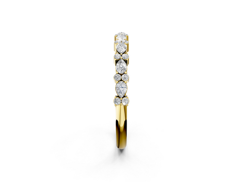 Yellow Gold Pear & Round Diamond Wedding Band