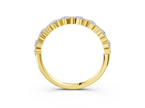 Yellow Gold Pear & Round Diamond Wedding Band